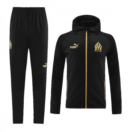 Tréninkový Bunda Kapucí Olympique de Marseille Černá 2022-23